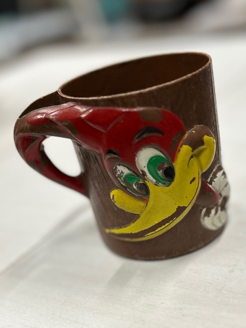 1965 WOODY WOODPECKER Mug F&F Mold Co. Dayton Ohio Vintage Childs Drinking Cup